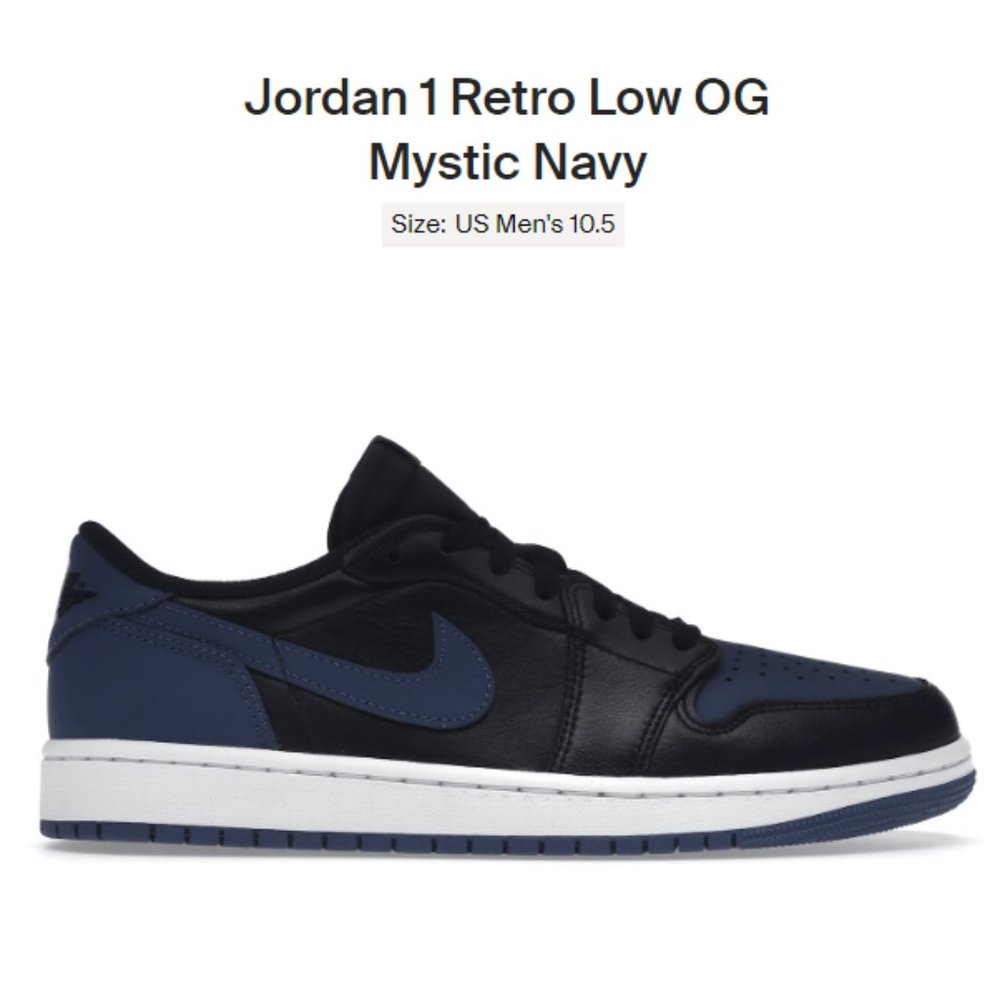 SIZE 10.5 - Air Jordan 1 Retro Low OG Mystic Navy - CZ0790-041 - AUTHENTIC NEW!!